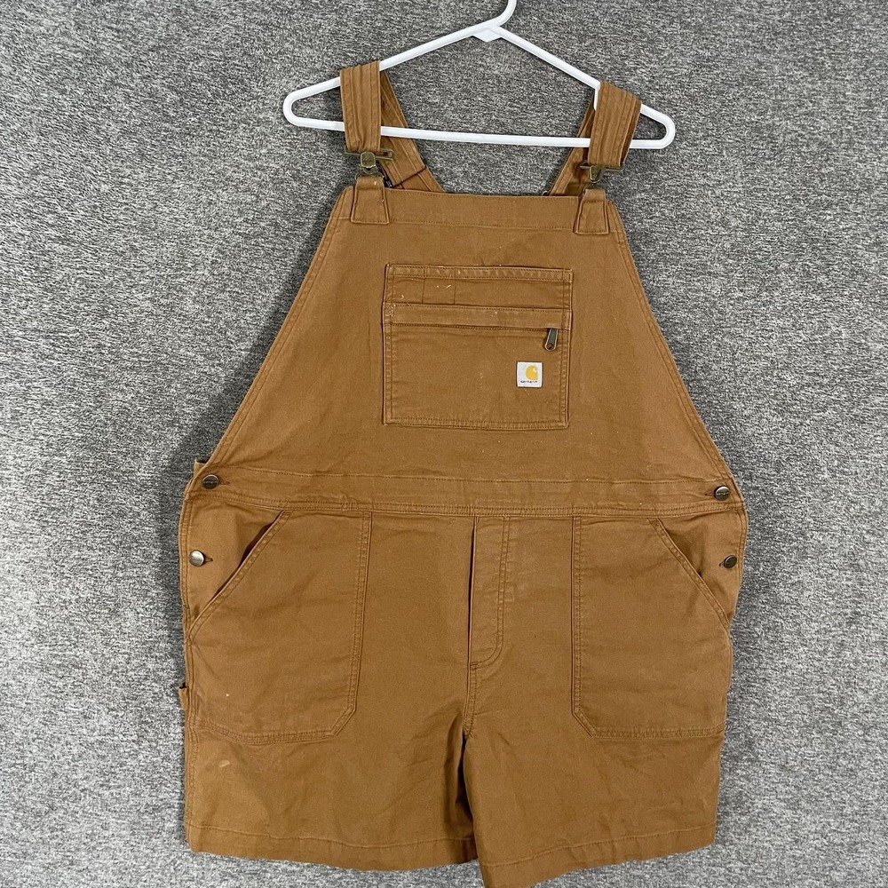 Carhartt Bib Overalls Shorts Womens XXL Brown Relaxed Fit Workwear 5 Inseam